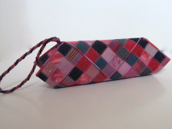 Demin & pink mosaic handbag